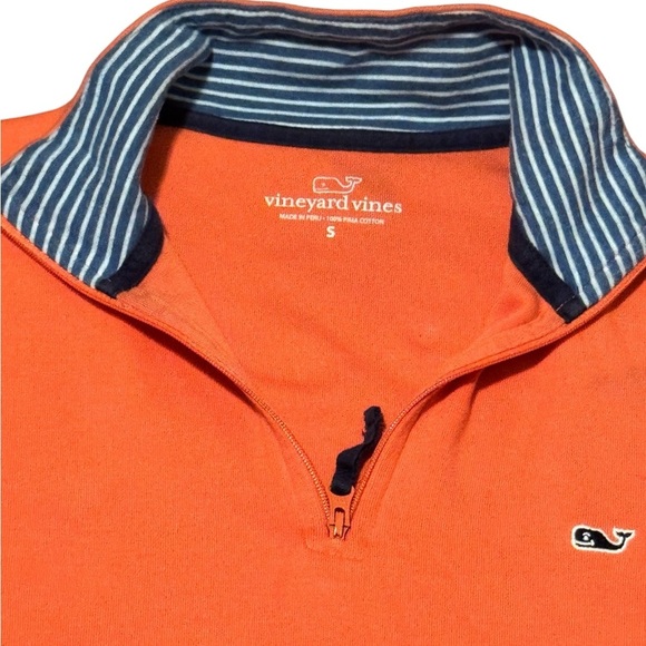 Vineyard Vines Men’s Orange Coral Blue Small 1/4 Zip Pullover Long Sleeve Golf - Picture 3 of 8